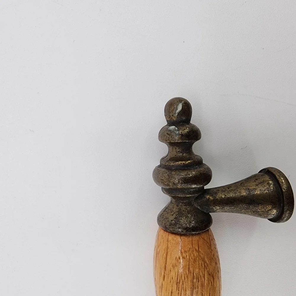 Vintage Salvaged Recycled Wood &‎ Brass Drawer Pulls Oak & Metal Cabinet Handles